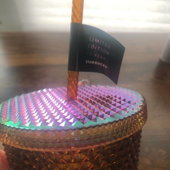 STARBUCKS 50th Anniversary 16 oz Cold Cup Tumbler Gold Studded NEW - Picture 3 of 5